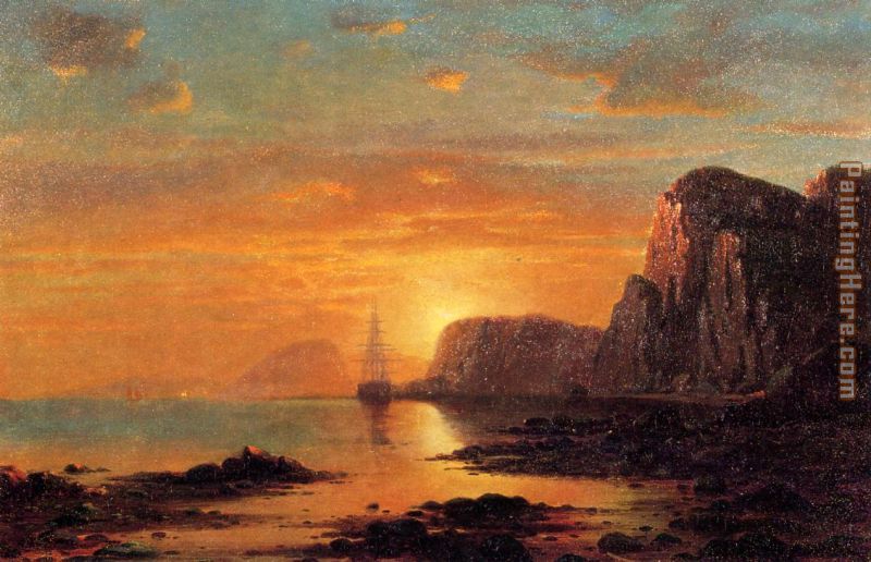 Seascape, Cliffs at Sunset painting - William Bradford Seascape, Cliffs at Sunset art painting